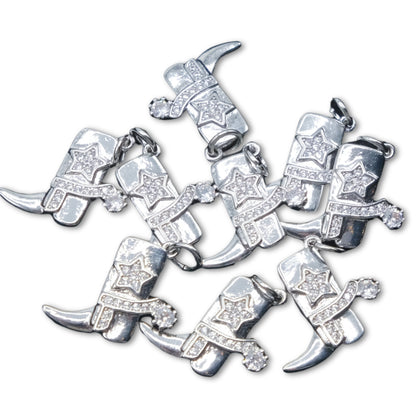 Silver Cowboy Boot Charm