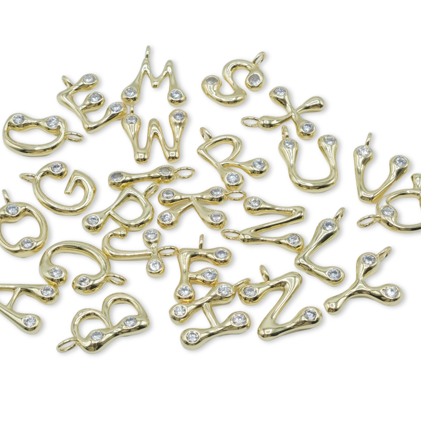 Letter Charm 6 - 18K Gold Filled Funky Letters with Studs