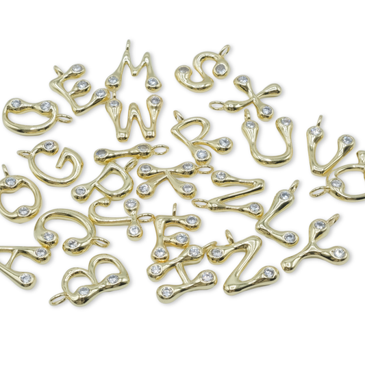 Letter Charm 6 - 18K Gold Filled Funky Letters with Studs