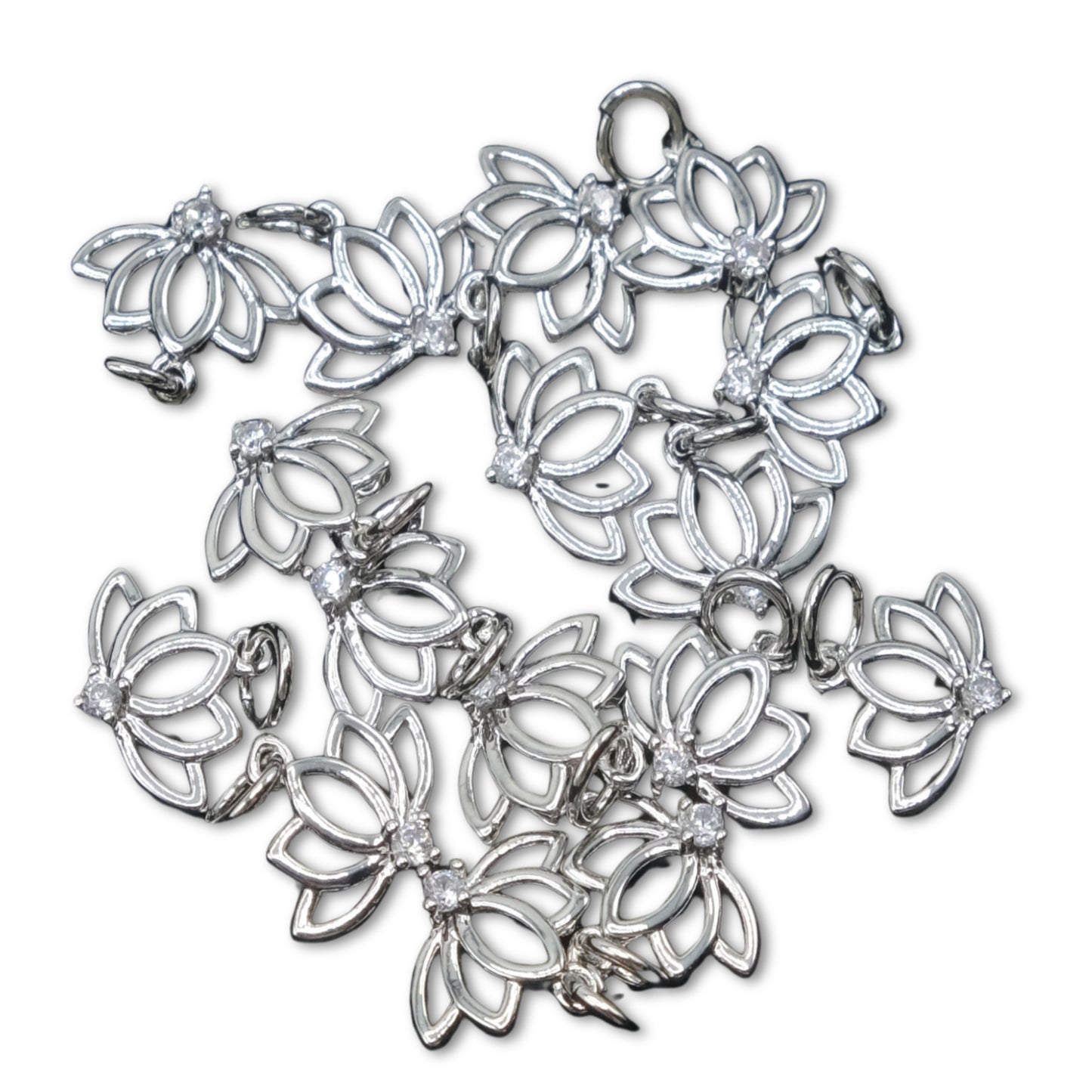 Mini Silver Lotus Charm