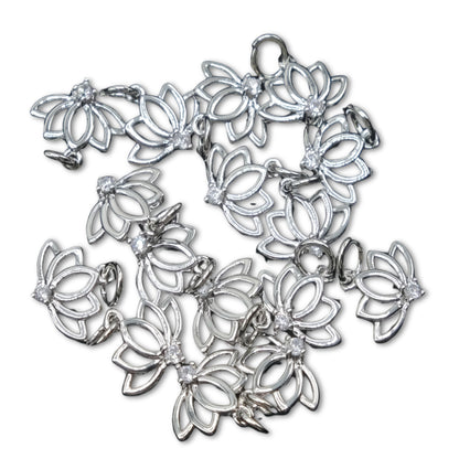 Mini Silver Lotus Charm