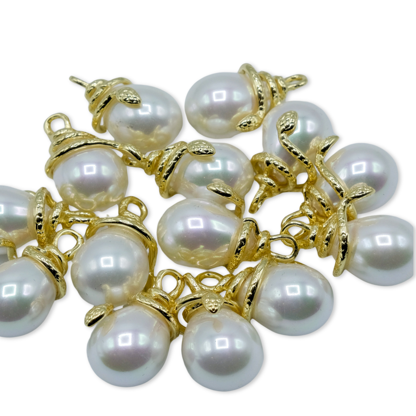 Style 114 - 18K Gold Filled Pearl with Snake Charm