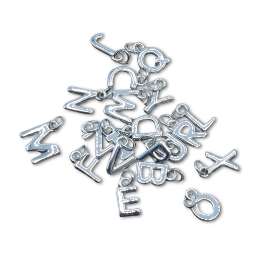 Silver Small Flat Letter Charms