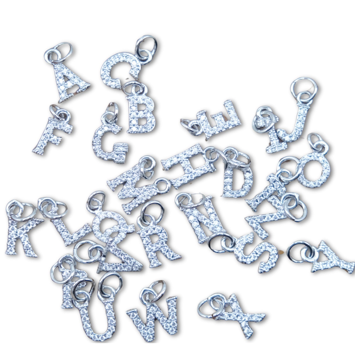 Letter Charm 3 - Small Silver Letters with Studs