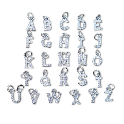 Letter Charm 3 - Small Silver Letters with Studs