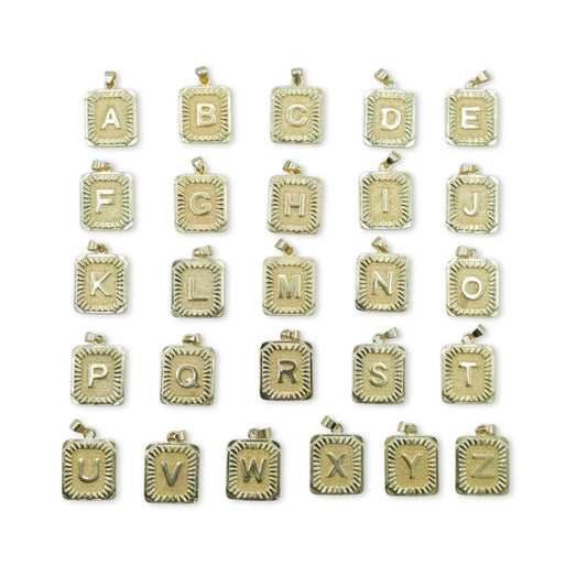 Initial Rectangular Letter Charm A–Z | 18K Gold-Filled & Silver Plated