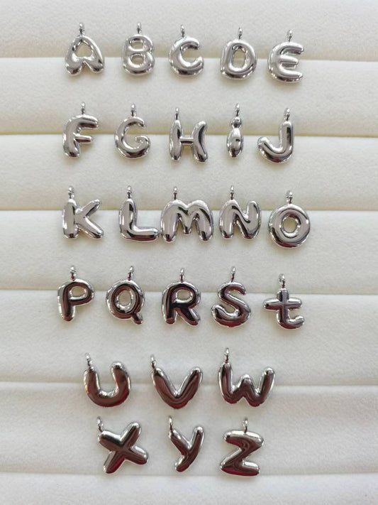 Letter Charm 12 - Silver Small Bubble Letters