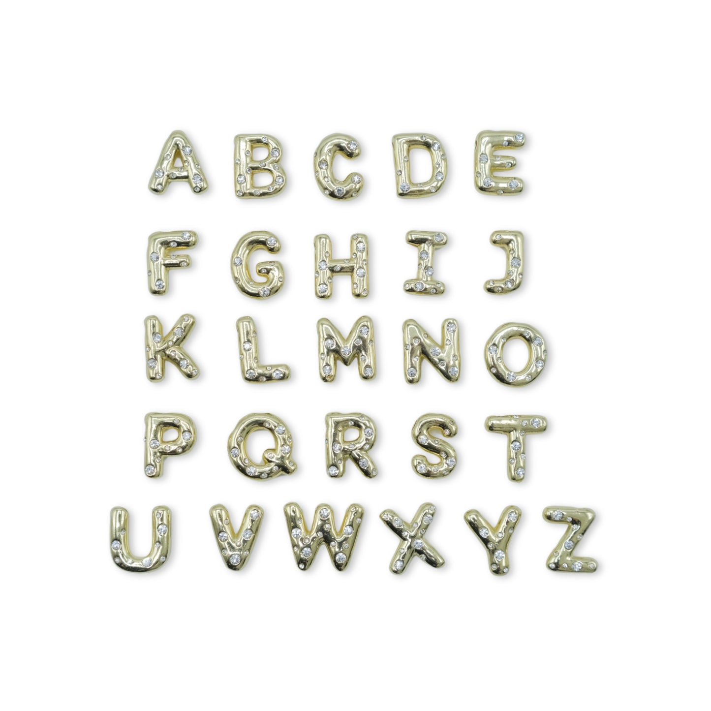 Letter Charm 5 - 18K Gold Filled Bubble Letters with Studs