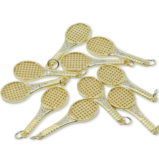 Gold Tennis Racquet Charm