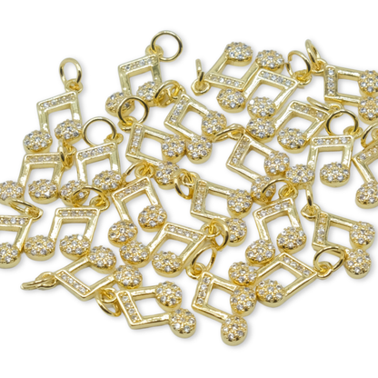 Style 55 - 18K Gold Filled Music Notes Charm with Studs