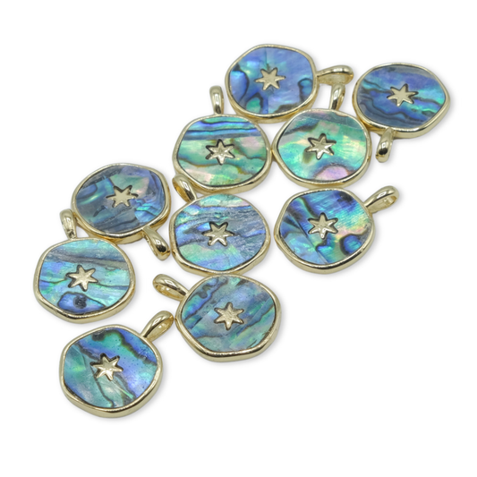 Style 1 - 18K Gold Filled Round Abalone with Star Charm