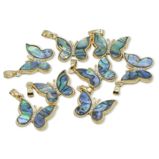 Gold and Paua Butterfly Charm