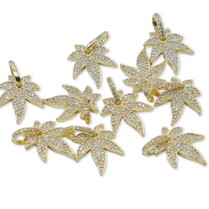 Style 9 - 18K Gold Filled Leaf Charm with Studs