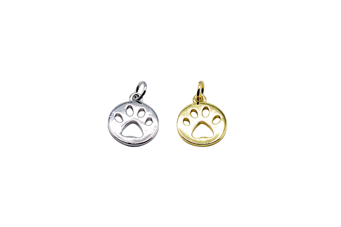 Round Paw Print Charm Pendant| 18K Gold-Filled & Silver Plated