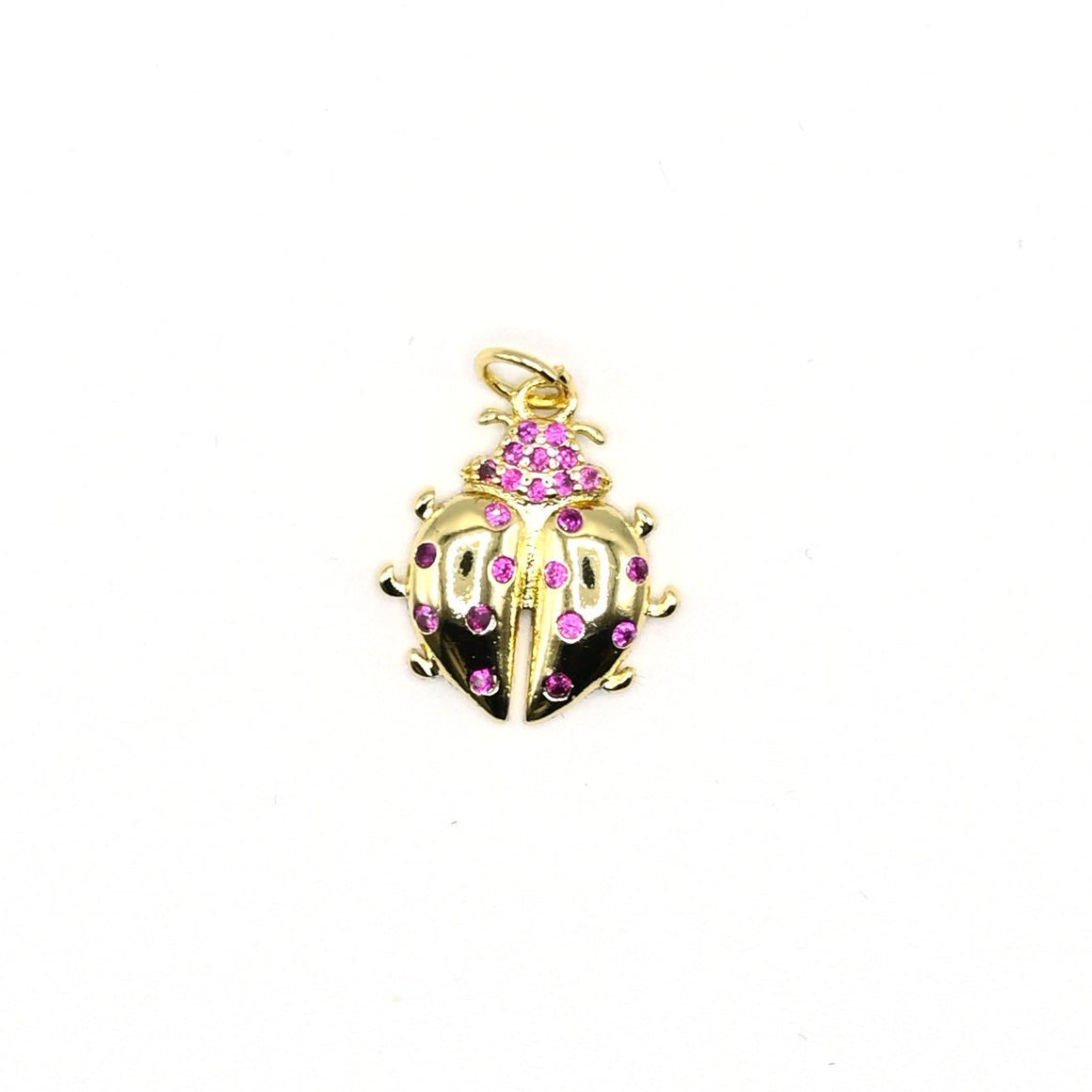 Ladybug With Pink Stones Charm Pendant | 18K Gold-Filled