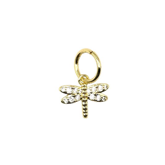 Dragonfly Studded Charm Pendant | 18K Gold-Filled
