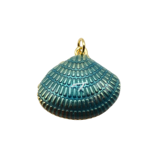 Large Turquoise Seashell Charm Pendant | | 18K Gold-Filled