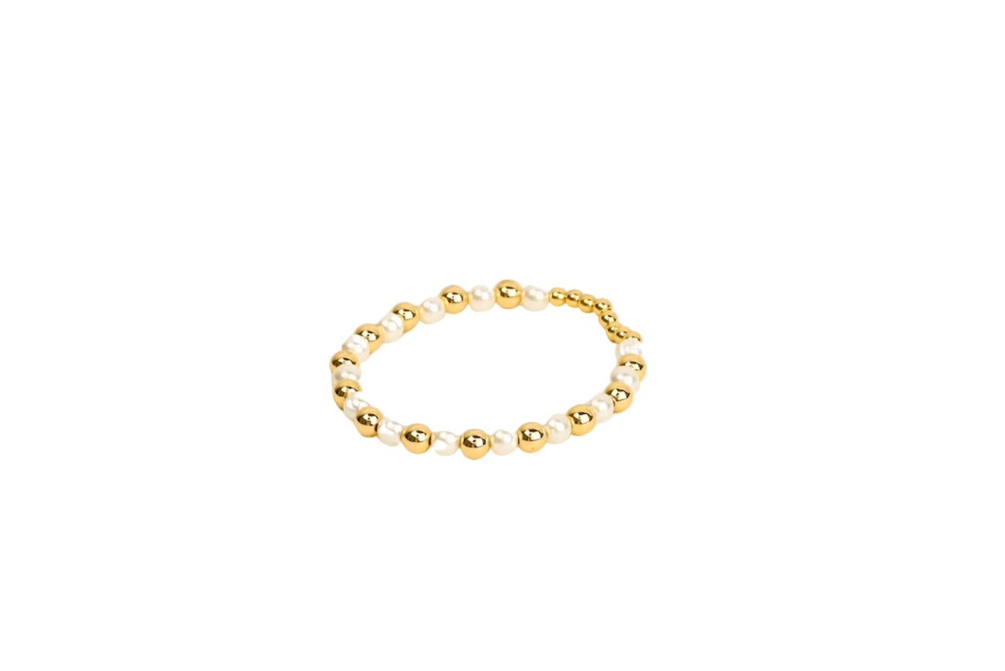 Pearl and Gold Beaded Stretch Bracelet