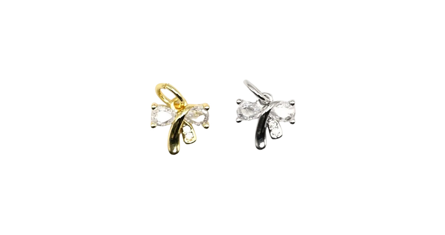 Mini Sparkle Bow Charm | 18K Gold-Filled & Silver Plated