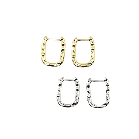 Textured Oval Hoop Earrings | 18K Gold-Filled & Silver