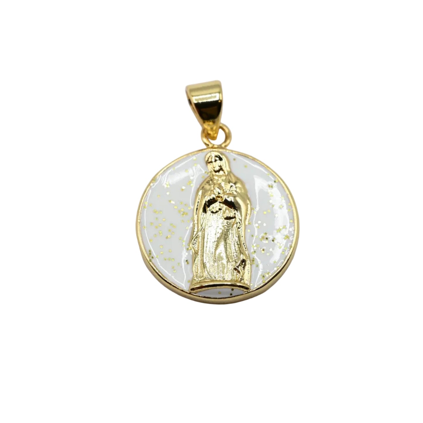 Sacred Heart Mother of Pearl Charm Pendant | 18K Gold-Filled
