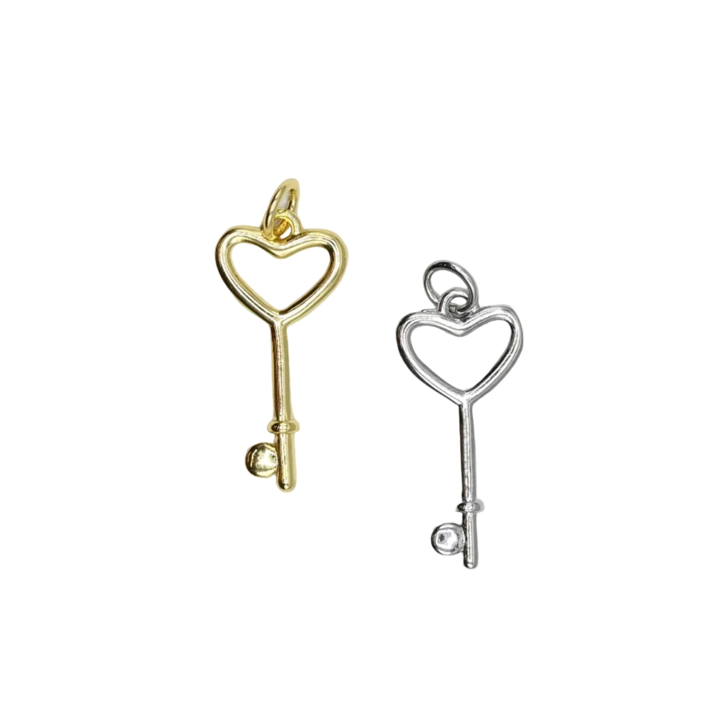 Heart Key Charm | 18K Gold-Filled & Silver