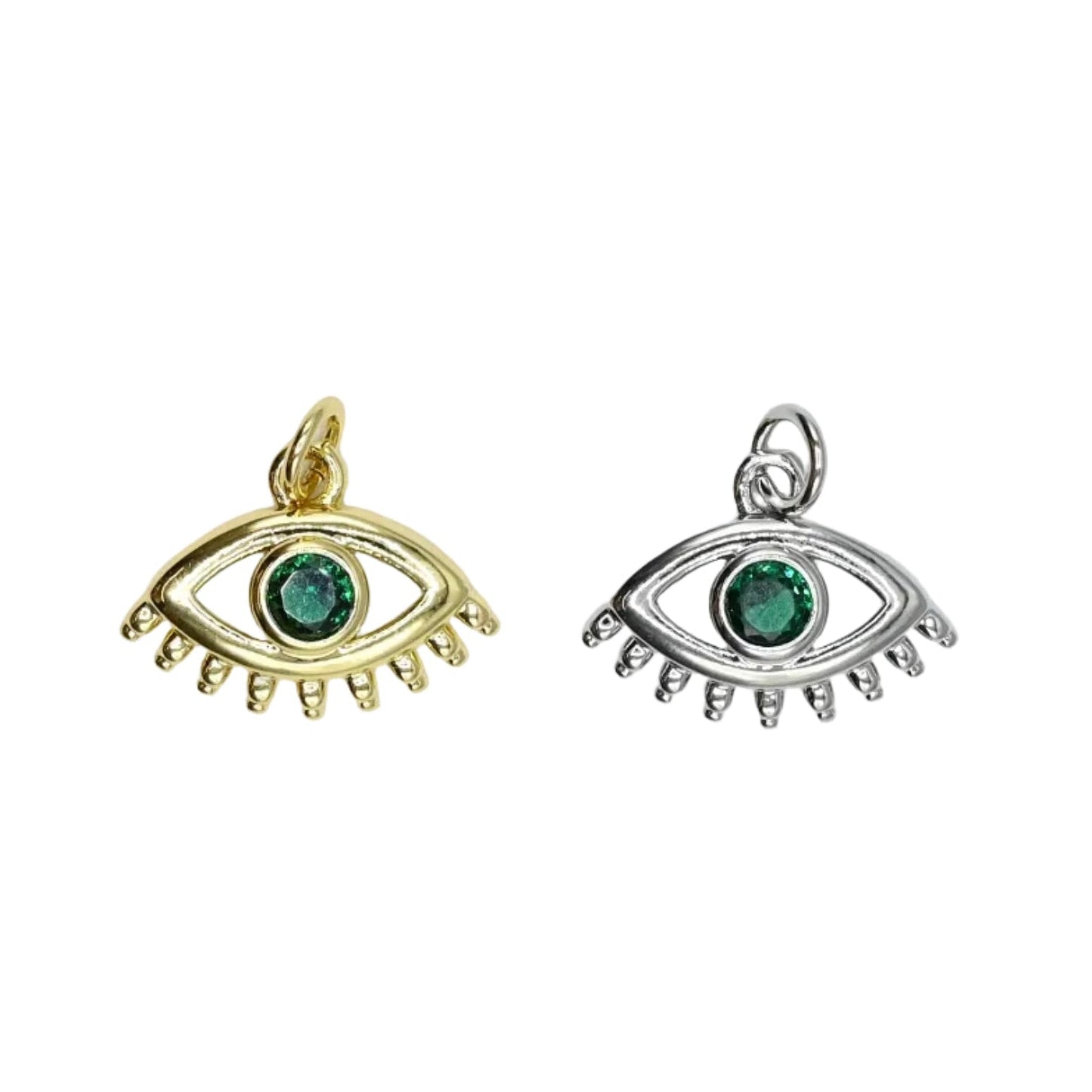 Emerald Eye Charm Pendant | 18K Gold-Filled & Silver
