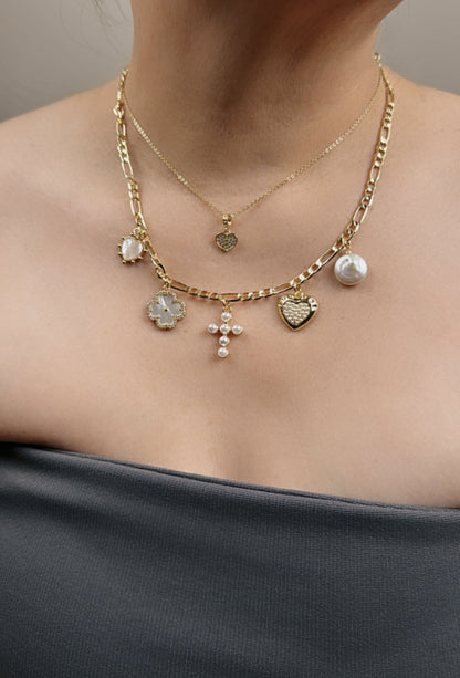 Four Leaf Clover Mother of Pearl Charm Pendant | 18K Gold-Filled & Silver Plated
