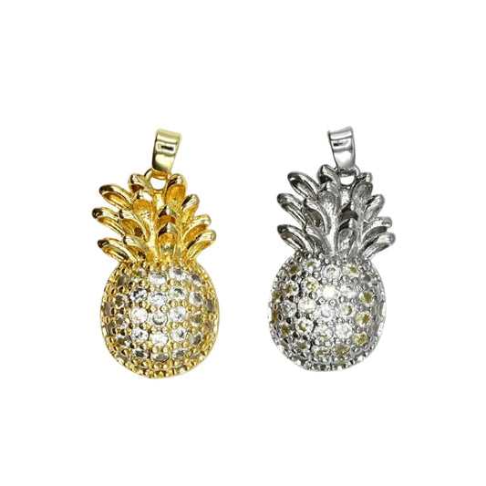 Crystal Pineapple Charm Pendant | 18K Gold-Filled & Silver