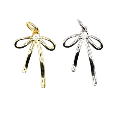 Bow Charm with Stone | 18K Gold-Filled & Silver Plated