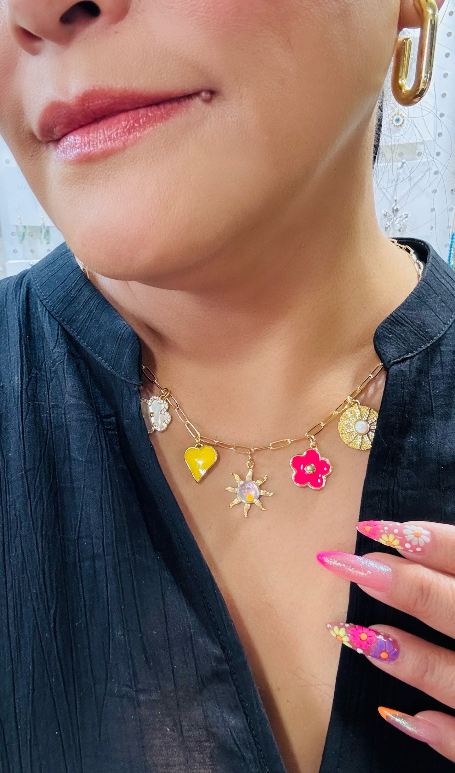 Color Bloom Flower Charm Pendant | 18K Gold-Filled