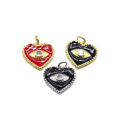 Evil Eye Heart Charm Pendant | 18K Gold-Filled & Silver
