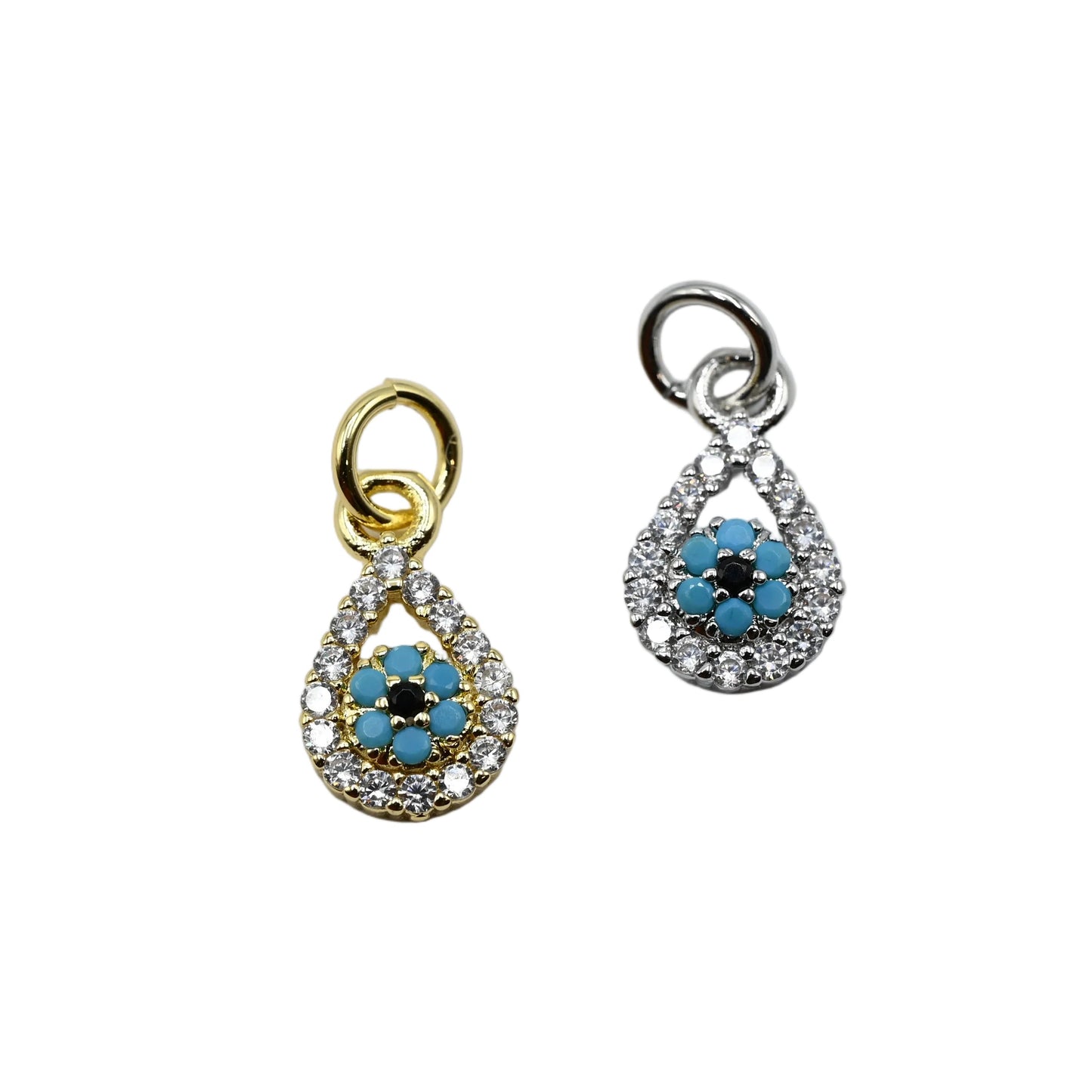 Evil Eye Drop Charm Pendant | 18K Gold-Filled & Silver Plated