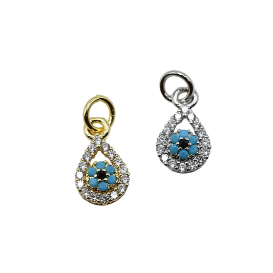 Evil Eye Drop Charm Pendant | 18K Gold-Filled & Silver