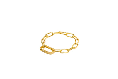 Diamond Rectangle Carabiner Chunky Paper Clip Bracelet