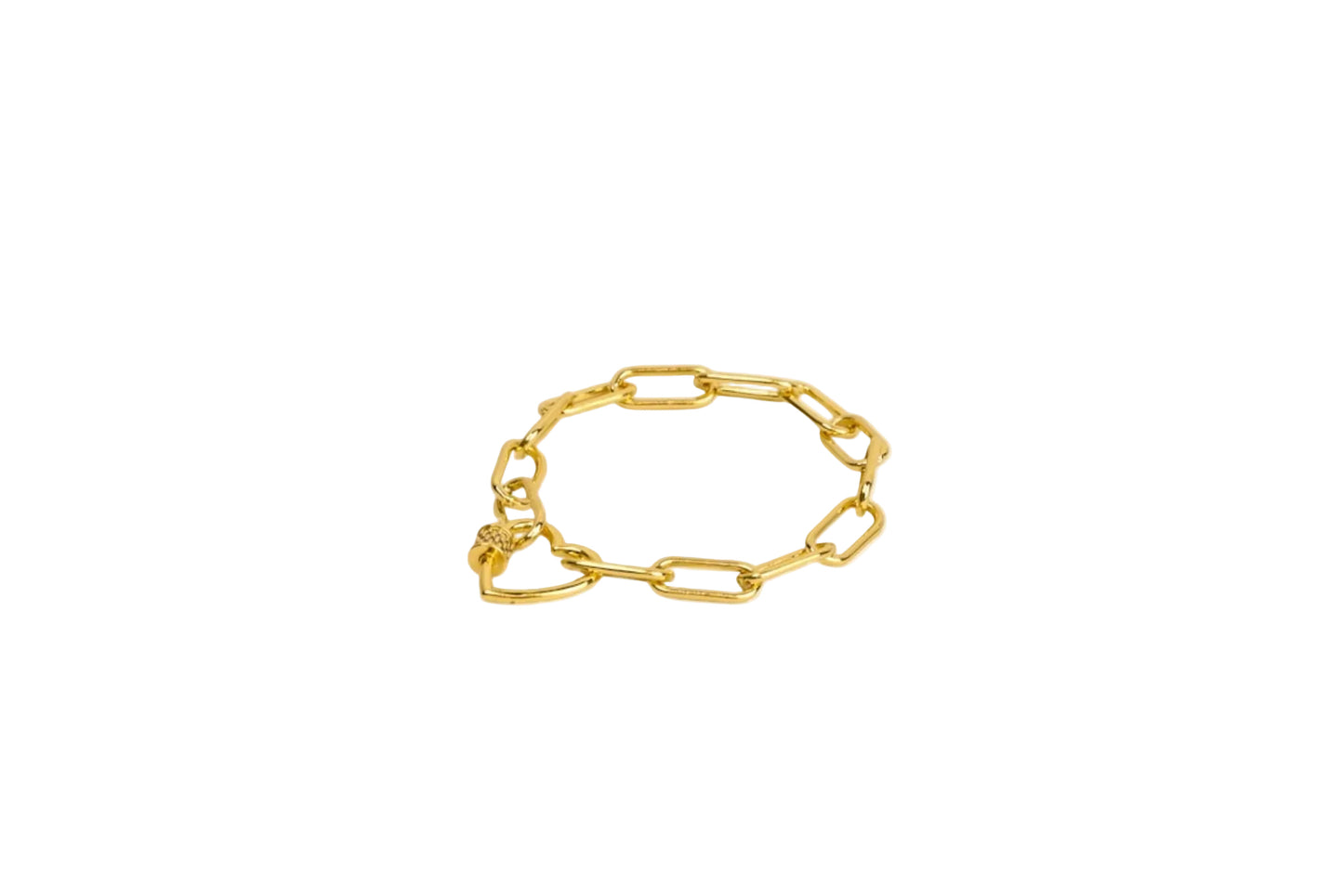 Heart Screw Gate Carabiner Chunky Paper Clip Chain Bracelet