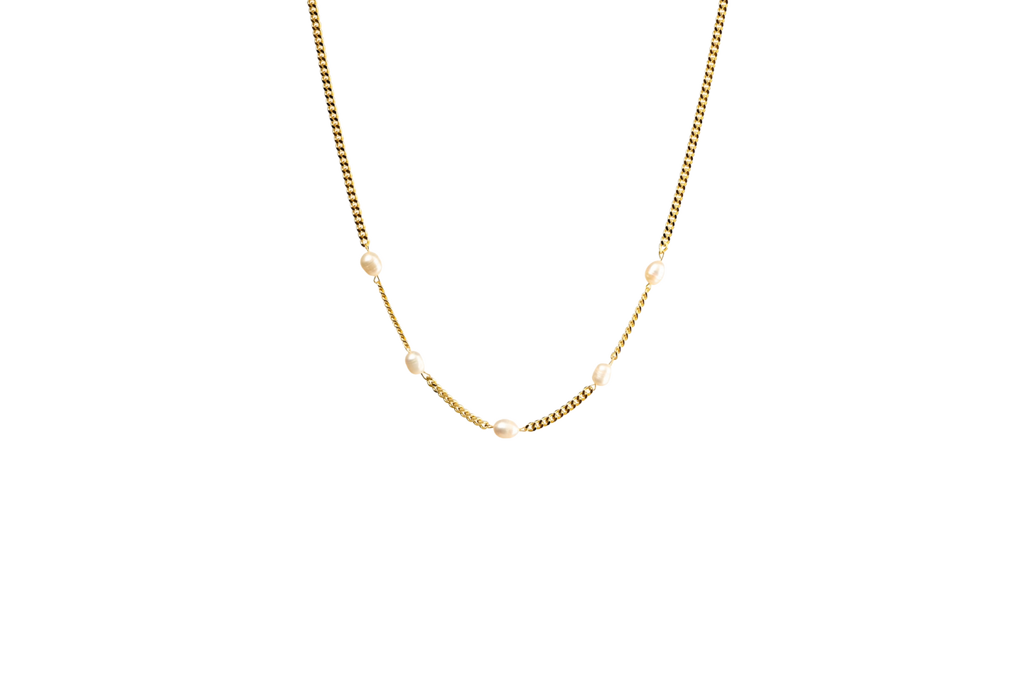 Curb Link Pearl Necklace