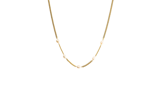 Perla Curb Necklace | 18K Gold-Filled & Freshwater Pearls
