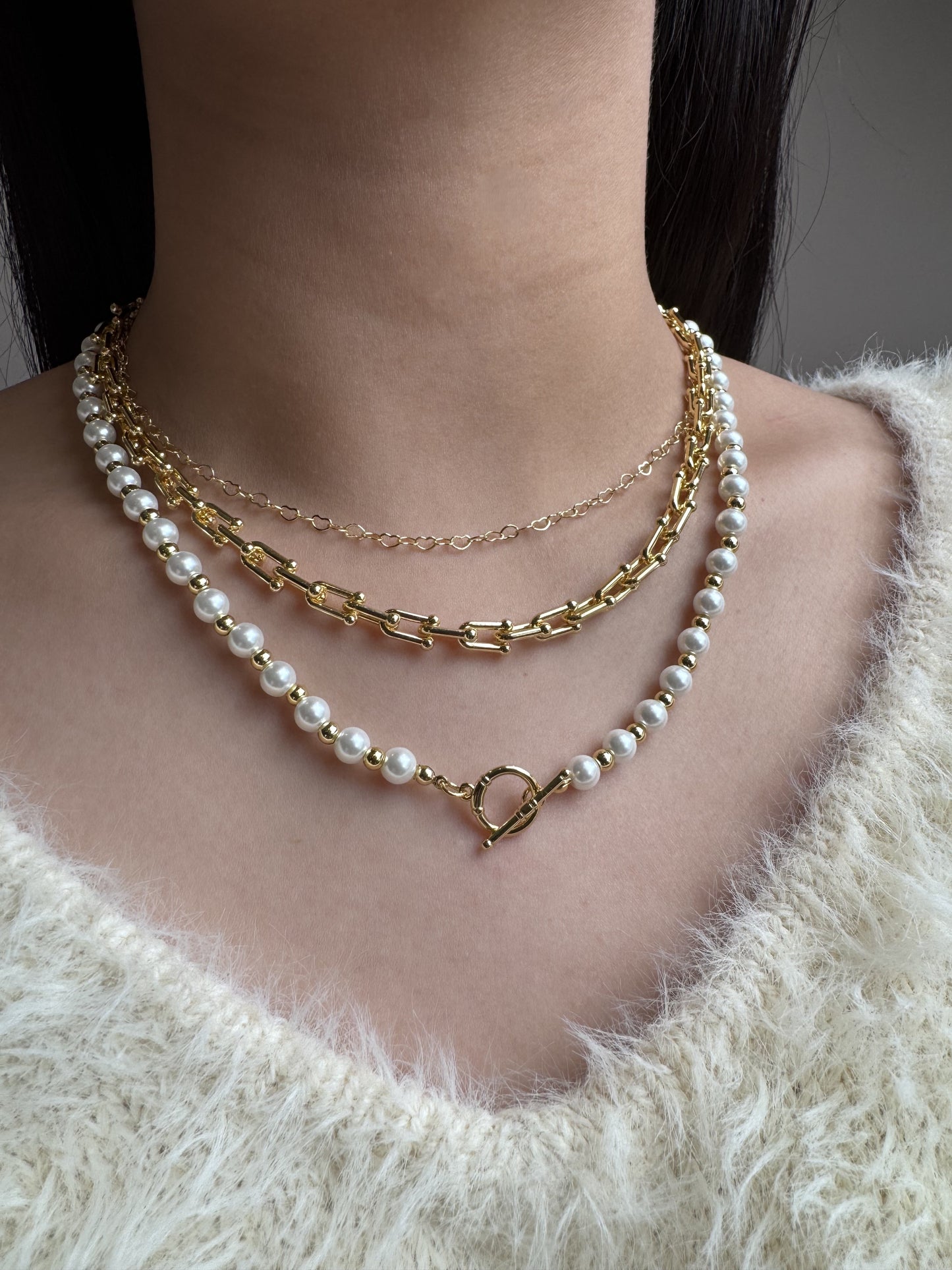 Toggle Pearl & Gold Necklace