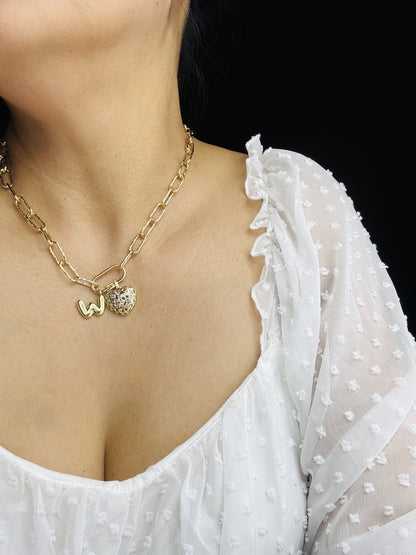 Large Sapphire Mosaic Heart Charm | 18K Gold-Filled