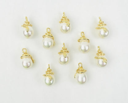 Style 114 - 18K Gold Filled Pearl with Snake Charm