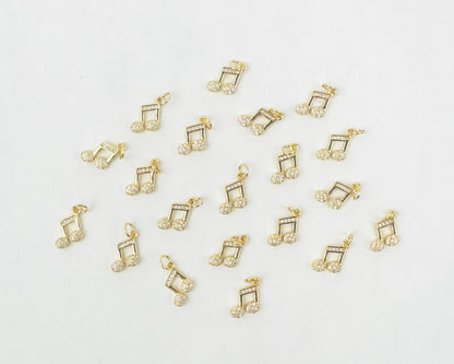 Style 55 - 18K Gold Filled Music Notes Charm with Studs