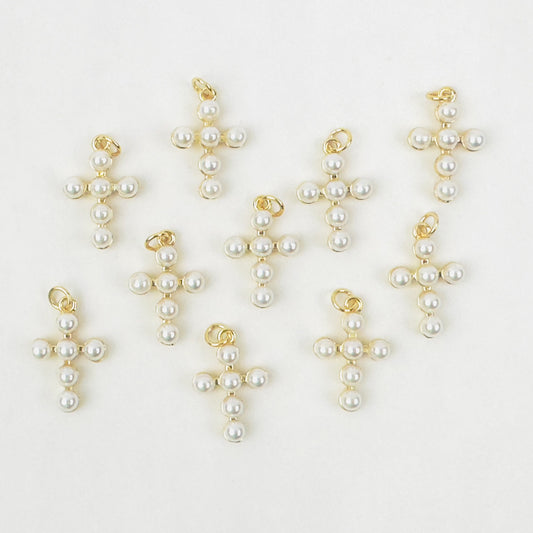 Style 109 - Small Pearl Cross Charm