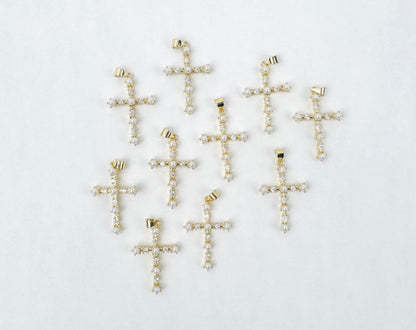 Style 107 -18K Gold Filled Pearl Cross Charm