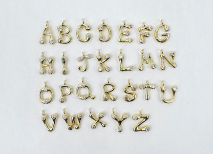 Letter Charm 6 - 18K Gold Filled Funky Letters with Studs