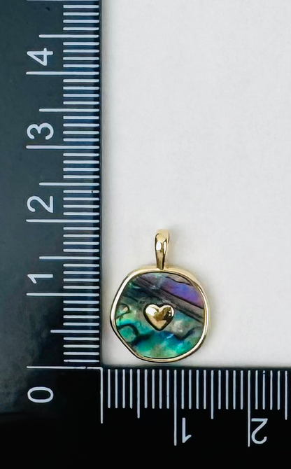 Style 2 - 18K Gold Filled Abalone Shell Round with Heart Charm