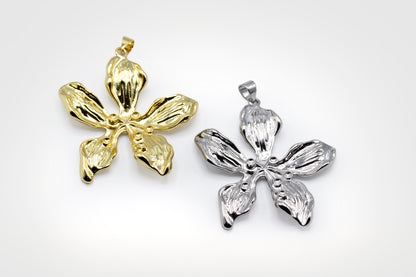 Bold Orchid Blossom Pendant 18K Gold Filled / Silver