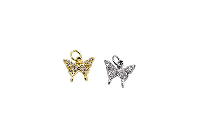 Pavé Butterfly Charm | 18K Gold-Filled & Silver Plated