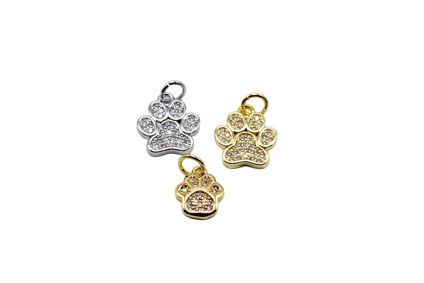 Paw Print Sparkling Charm | 18K Gold-Filled & Silver Plated