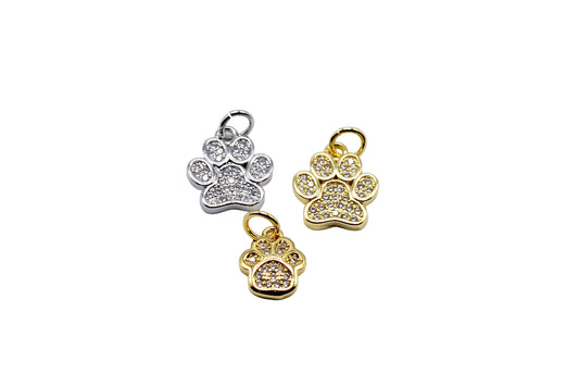 Paw Print Sparkling Charm | 18K Gold-Filled & Silver